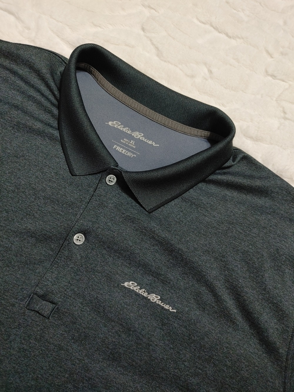 Eddie Bauer Men's Dark Bluish Heather Charcoal Polo XL